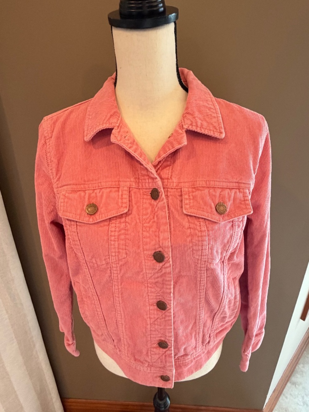 Old Navy Coral Pink Corduroy Jacket, button Front, Size Medium - Picture 2 of 13